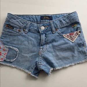 Polo by Ralph Lauren Big Kids Patchwork Embroidered Blue Jean Shorts